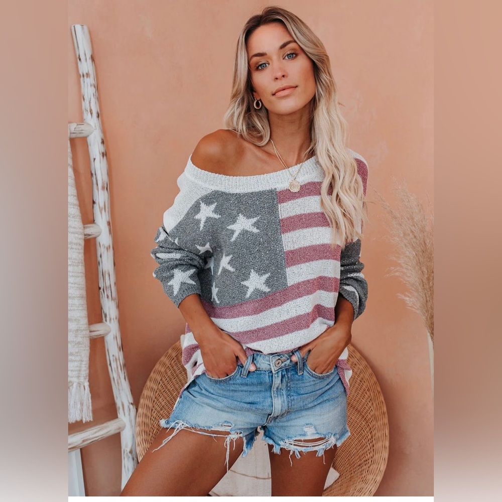 Vici American Flag light sweater. New, never worn. No tags.